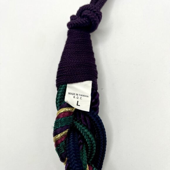 Vintage 80s Braided Rope Waist Belt Woven Purple Gold Metallic Cord Retro Boho - Picture 7 of 8